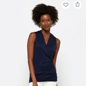 41 Hawthorn- Benni Wrap Front Ruched Knit Top- Sleeveless- Womens XSP